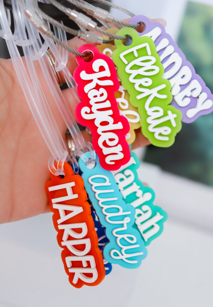 Custom Name Acrylic Tag for Water Bottle, Lunch Box , Back Pack